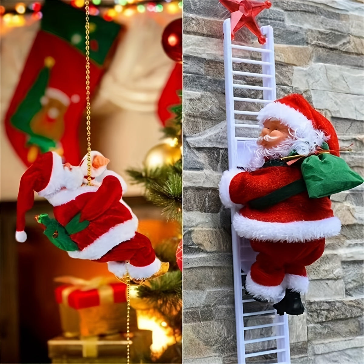 SantaLadder - Zingende & Klimmende Kerstman Decoratieset op Batterijen