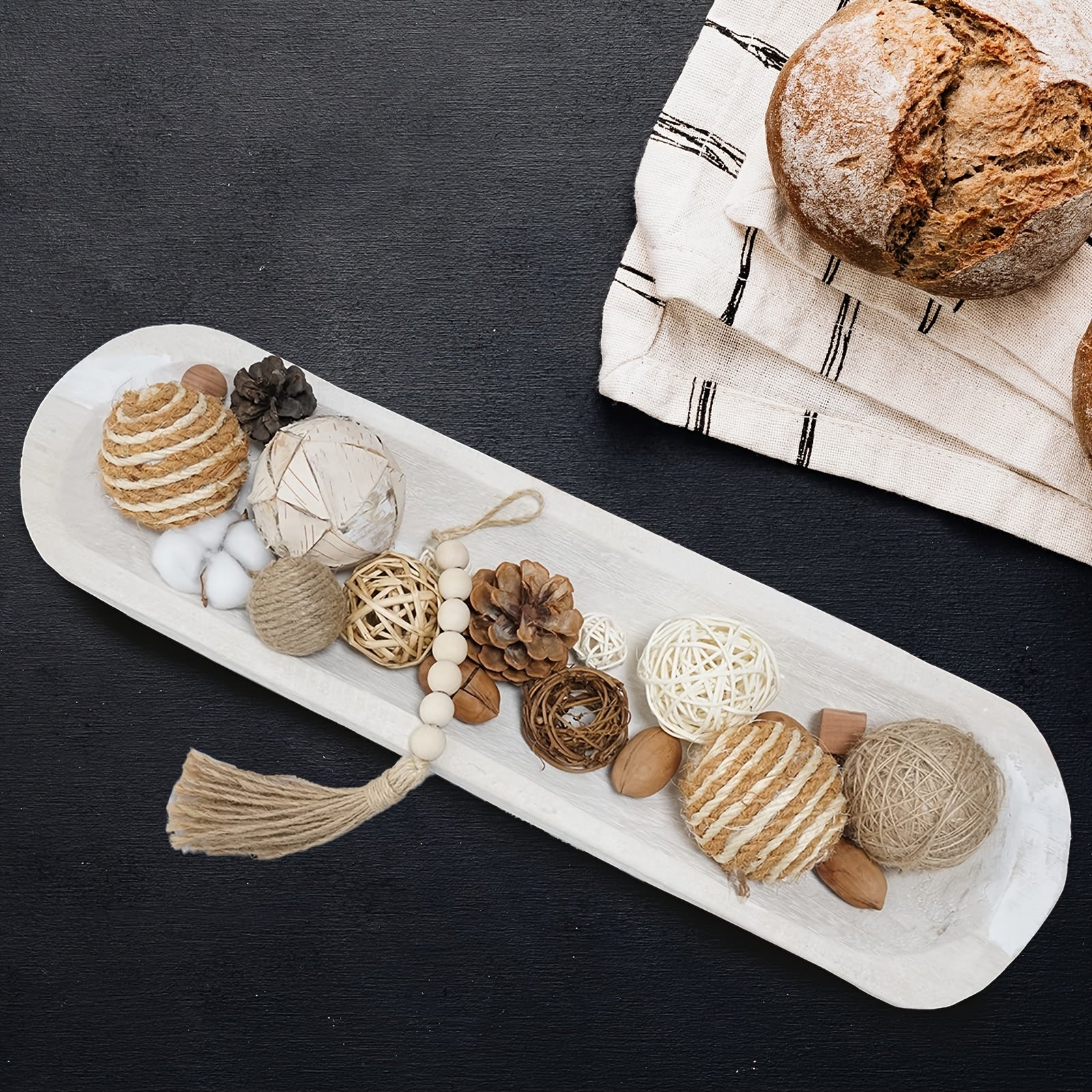 WoodServe-Deegkom - Handgesneden Houten Decoratiekom voor Tafeldecor