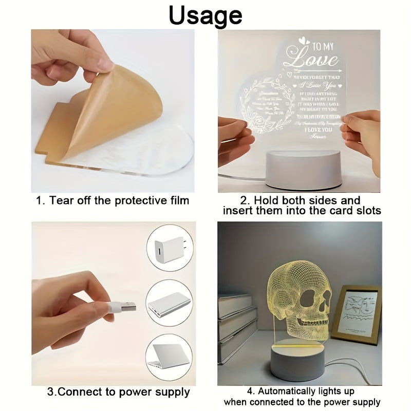 SkullGlow - 3D LED Schedelvormige Tafellamp met USB-Voeding