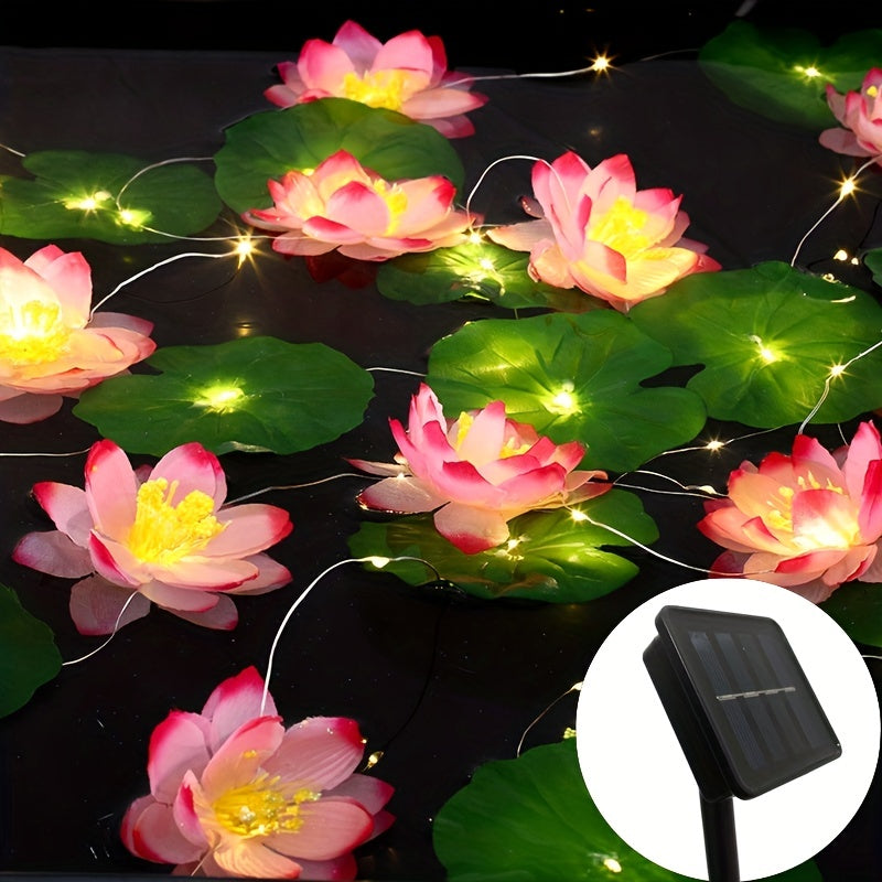SolarLily - Lampada di loto artificiale a energia solare per decorazione di stagno da giardino