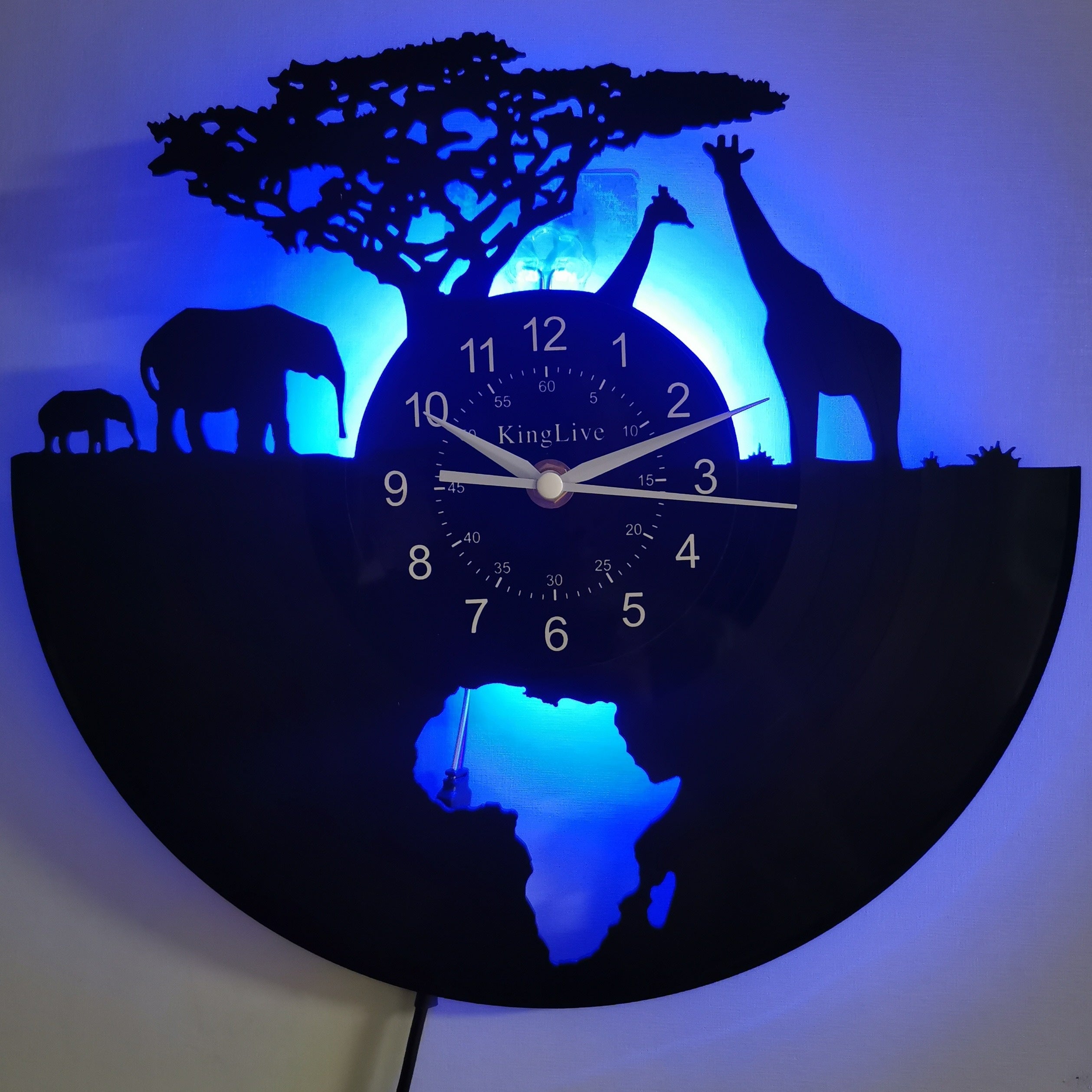 Vinyl Record Wall Clock - Giraffe Theme, Silent Clock, For Living Room, Bedroom, Kitchen or Office