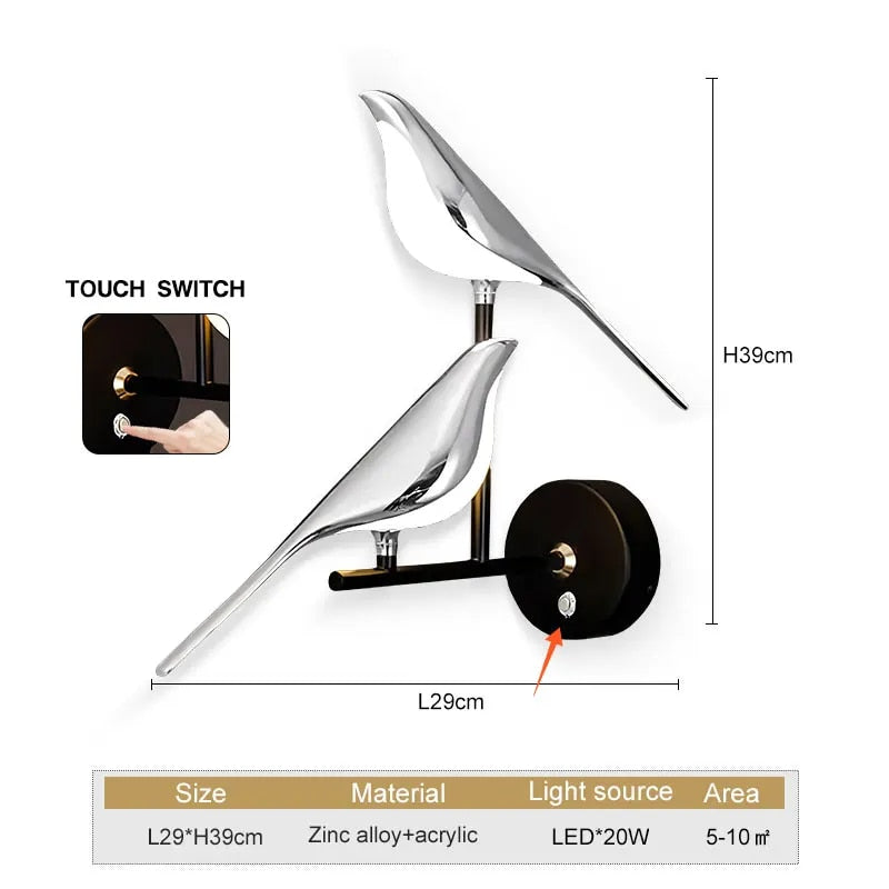 WingSpan - Bird Wall Lamp 360° Rotatable – Stylish and Playful Lighting for Home
