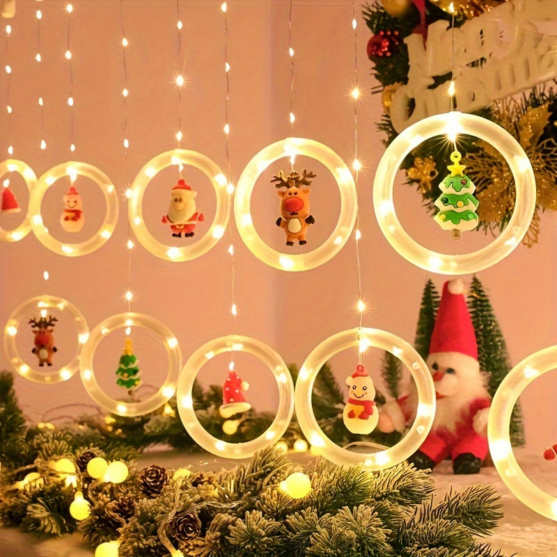 Nieuwe kerstverlichting met kerstman-cartoonvorm, hangende raamgordijnverlichting, LED-kleurverlichting, raamdecoratie, sterrenlicht, USB-interface, Halloween-cadeau.