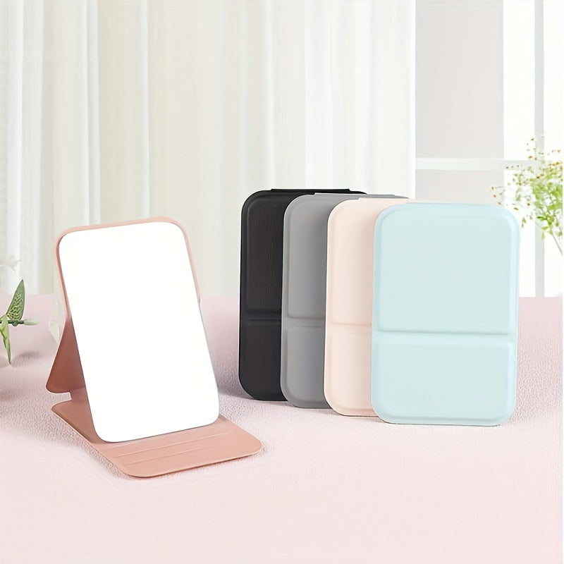 Opvouwbare PU Lederen Make-up Spiegel – Draagbare Zakspiegel, Compact Voor Reizen en Dagelijks Gebruik