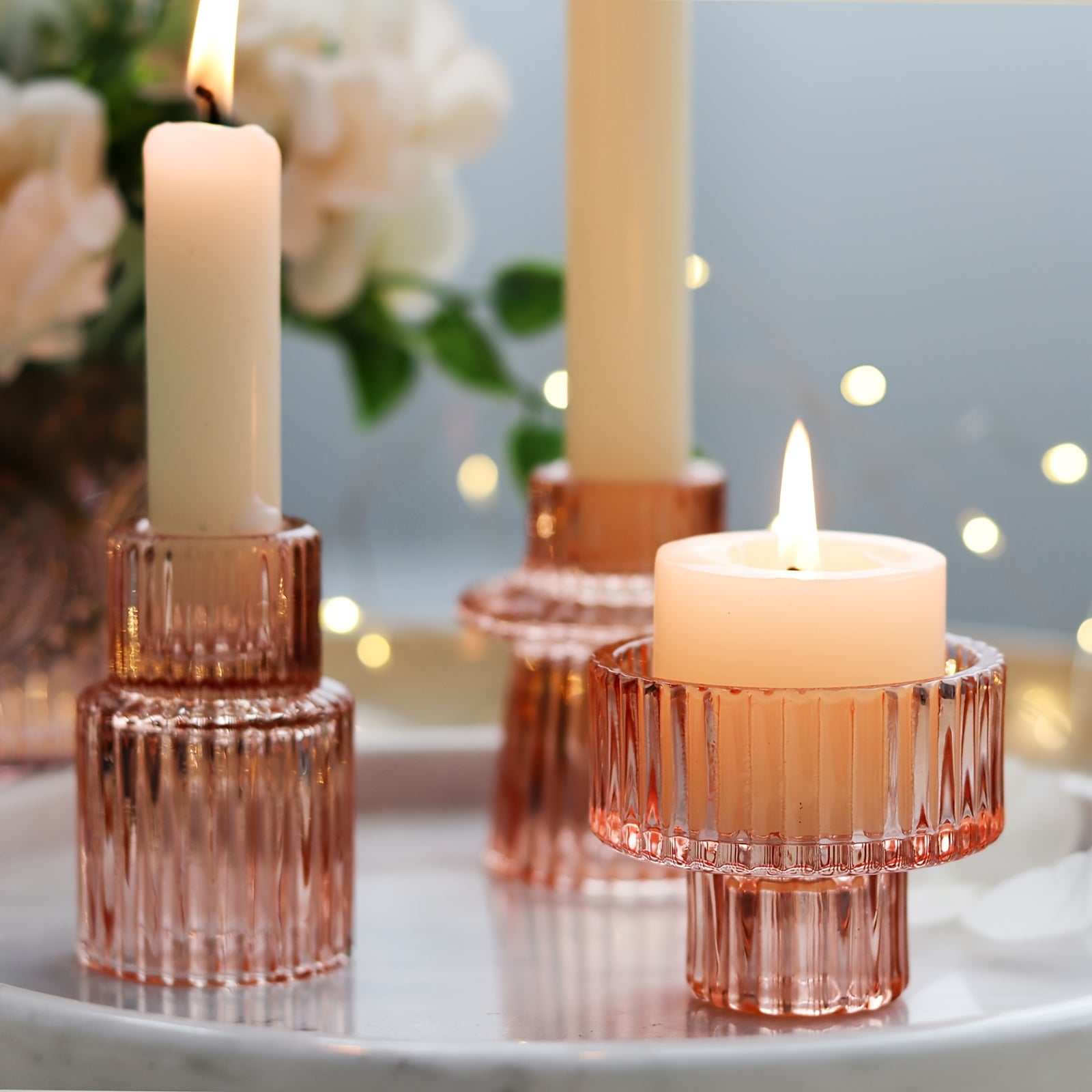 3/6-delige Glazen Kaarsenhouders - Perfect voor Tafeldecoratie en Bruiloften
