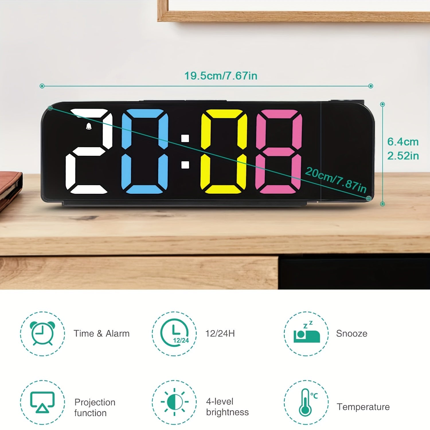 TimeView - Digitale Wekker met Projectie, Snooze & Datumweergave