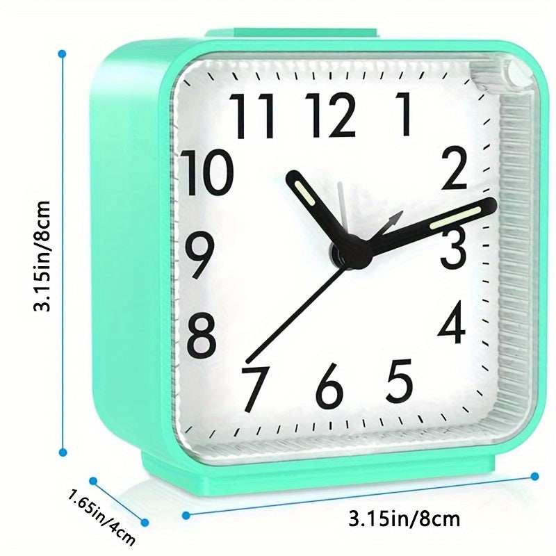 TimeEase - Stille Rechthoekige Wekker met Lichtgevende Wijzers