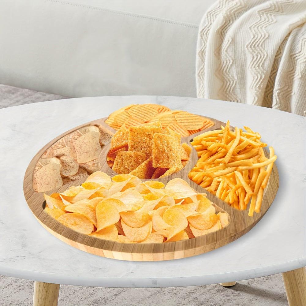 BambooServe - Ronde Bamboe Snackplank | Duurzaam Dienblad voor Maaltijd & Fruit