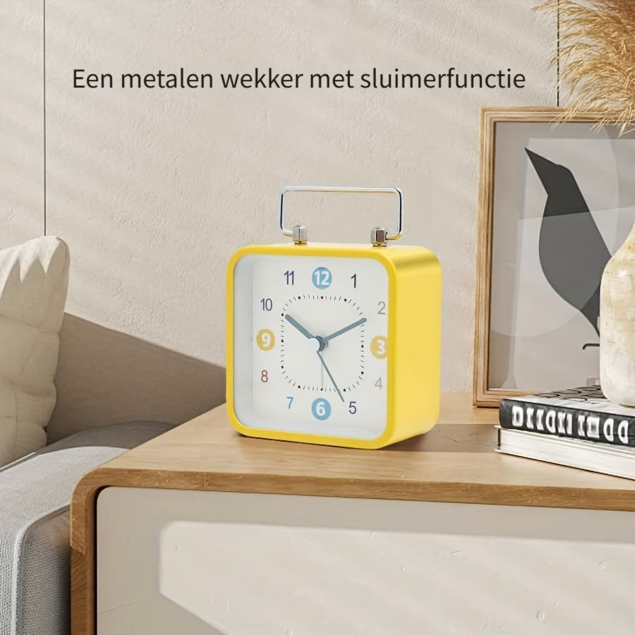 TimeCube - Vierkante Metalen Wekker met Nachtlampje en Snooze