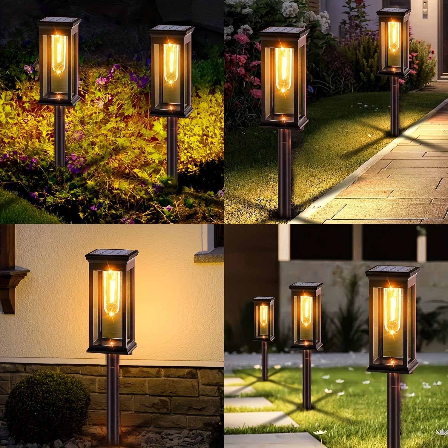 SolarLux - Set de 4 piezas de iluminación solar para jardín IP44 impermeable