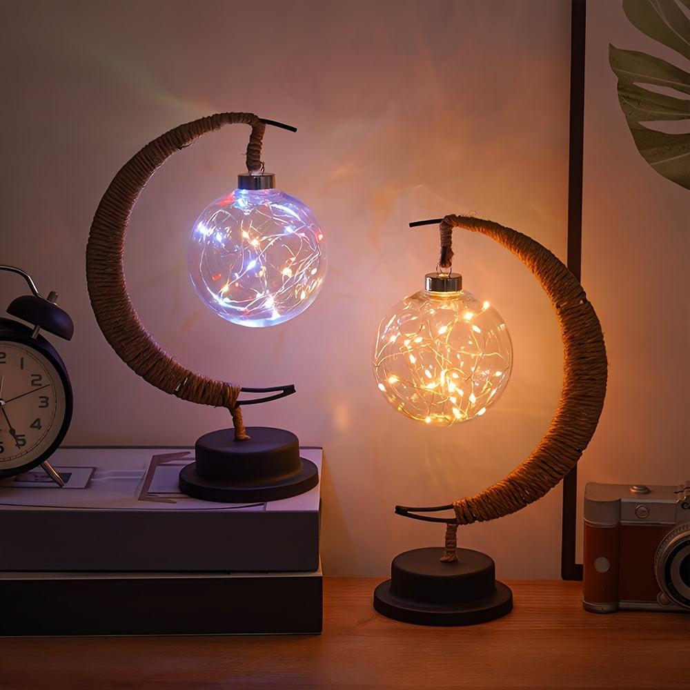 LunarGlow - Smeedijzeren Maanlamp Met LED-bal
