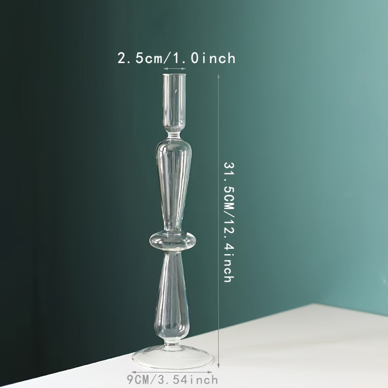 1pc Creatieve en Minimalistische Glazen Kandelaar Set - Gelakte Glazen Vaas Tafeldecoratie voor Woonkamer, Eettafel en Romantisch Diner