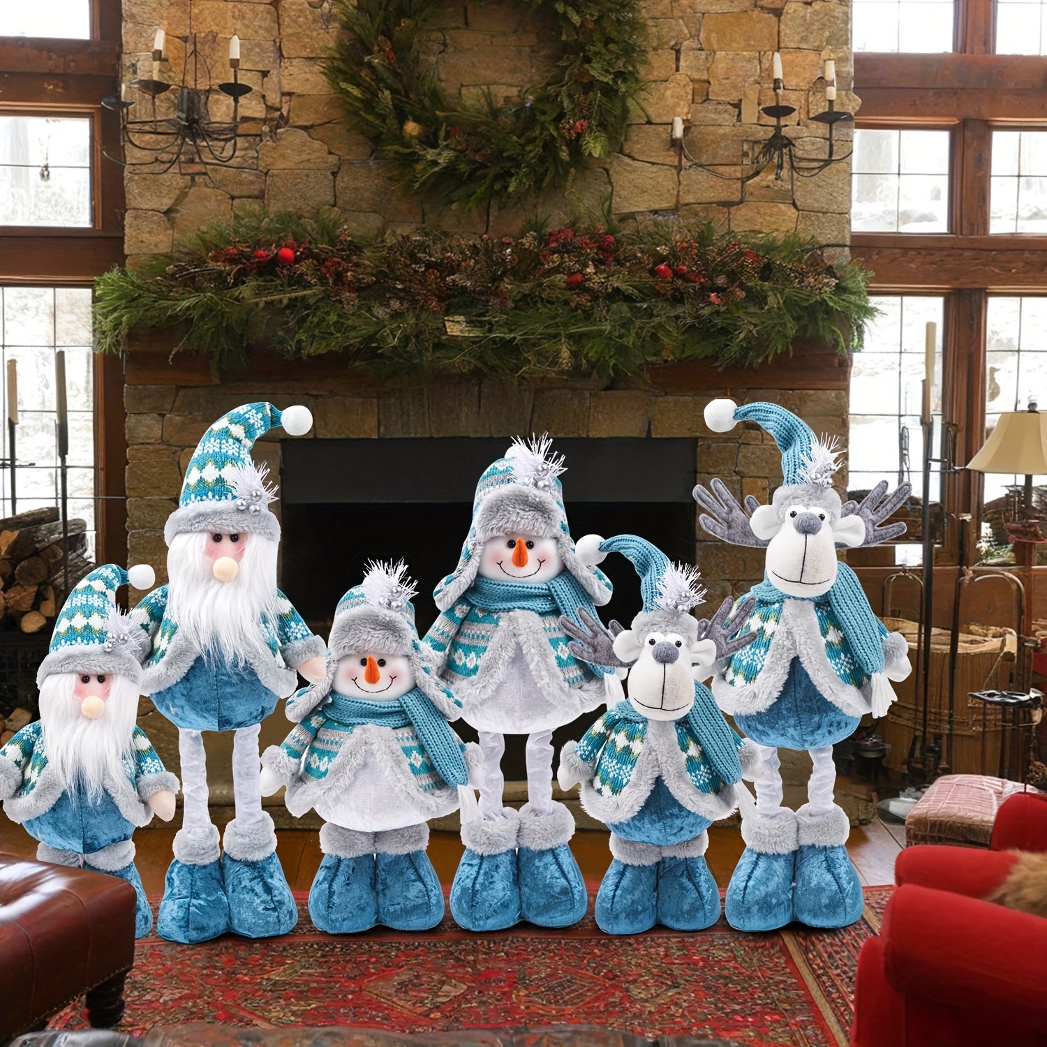 FestiveStijl - Grote Kerstdecoratieset (Kerstman, Rendier, Sneeuwpop & Kabouter)