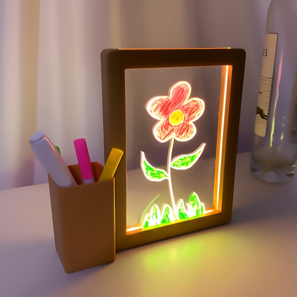 GlowNote - USB LED Nachtlamp met Overschrijfbaar Acryl Bord