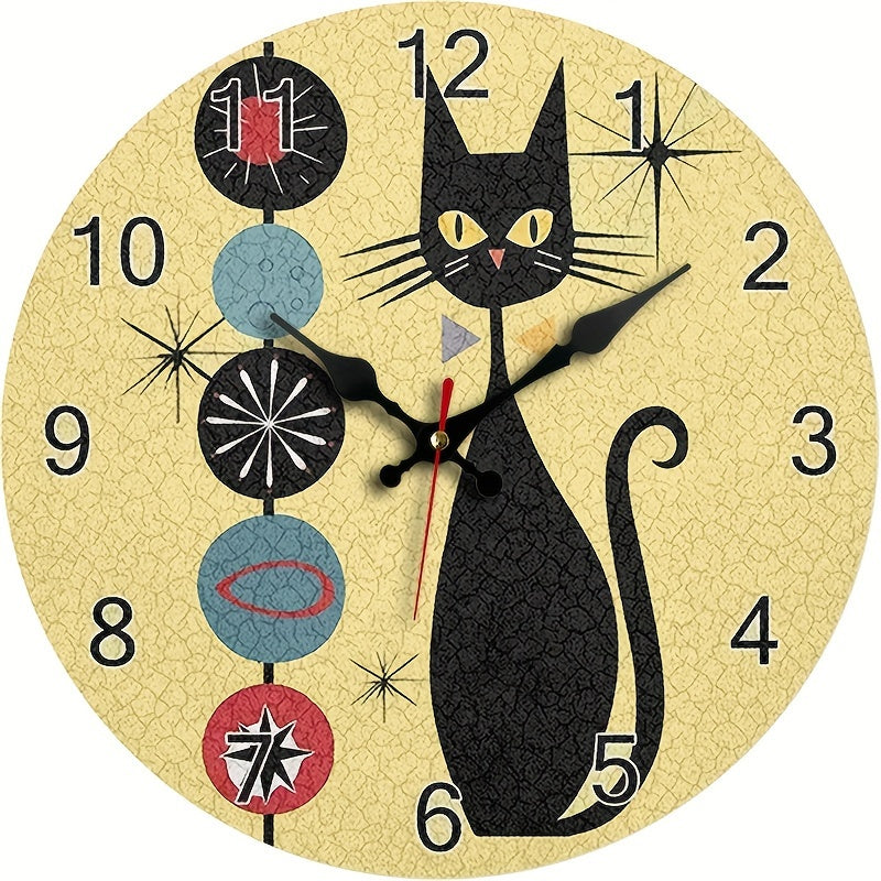 CoolCat - Stille Houten Wandklok met Modern Design