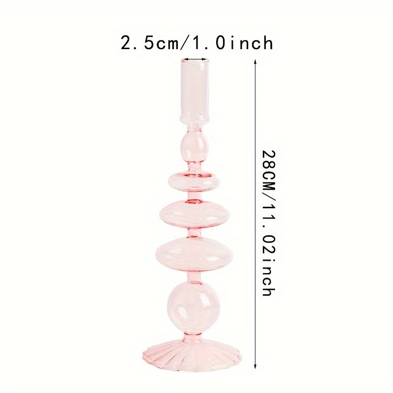 1pc Creatieve en Minimalistische Glazen Kandelaar Set - Gelakte Glazen Vaas Tafeldecoratie voor Woonkamer, Eettafel en Romantisch Diner