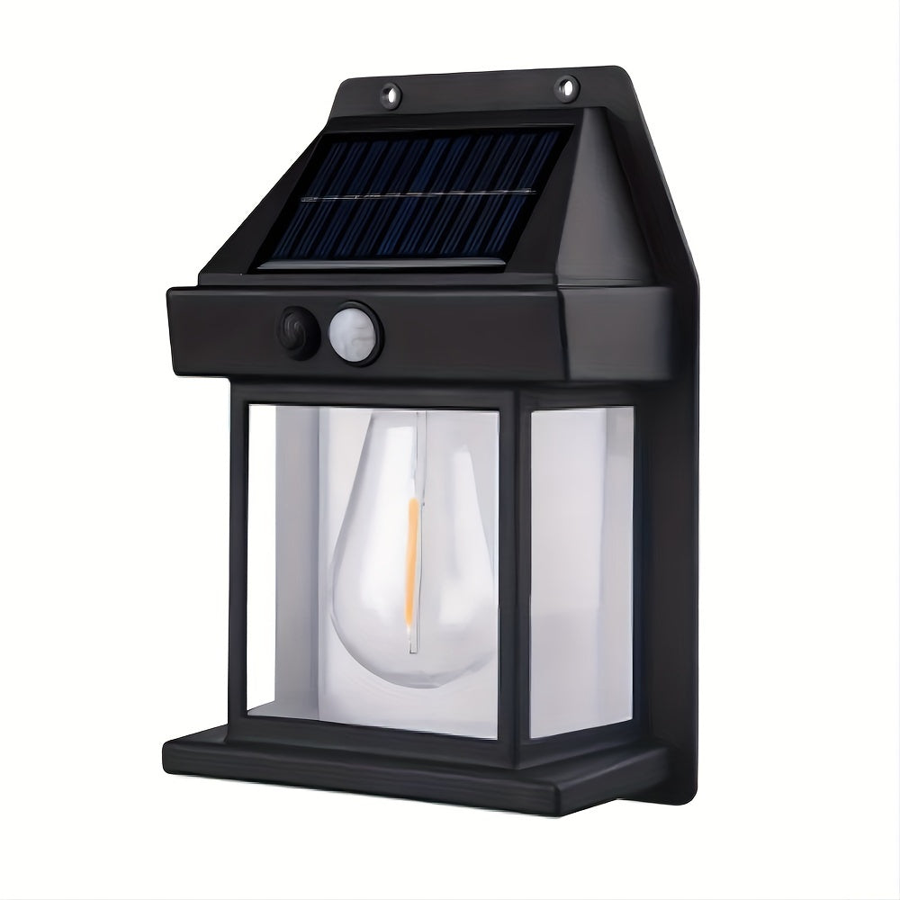 SolarGlow - Lampada da parete al tungsteno solare con sensore di movimento e 3 modalità di illuminazione