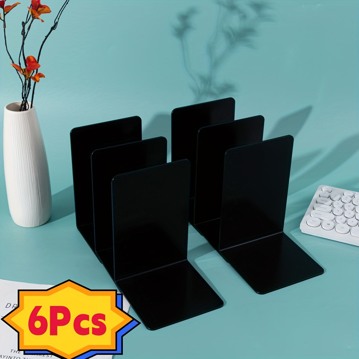 6-Pack Transparante Acryl Boekensteunen - Dikke PP Materiaal Boekenhouder voor Thuis en Kantoor