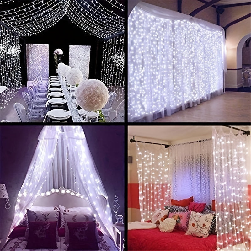 LuxeGlow - Luci a Tenda LED USB con Telecomando, 8 Modalità per Decorazioni di Festa
