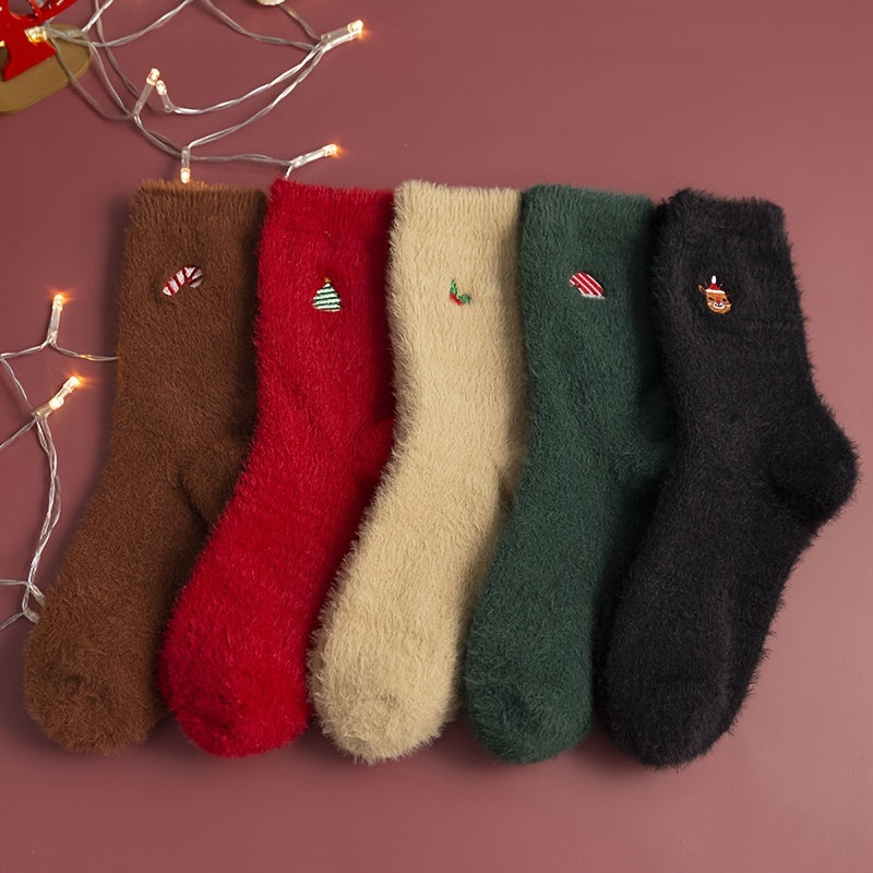 CozyKerst - 5 Paar Dikke Warme Kerstsokken voor Dames