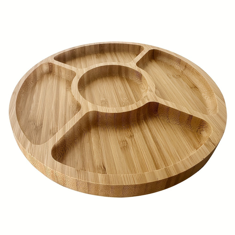 BambooServe - Ronde Bamboe Snackplank | Duurzaam Dienblad voor Maaltijd & Fruit