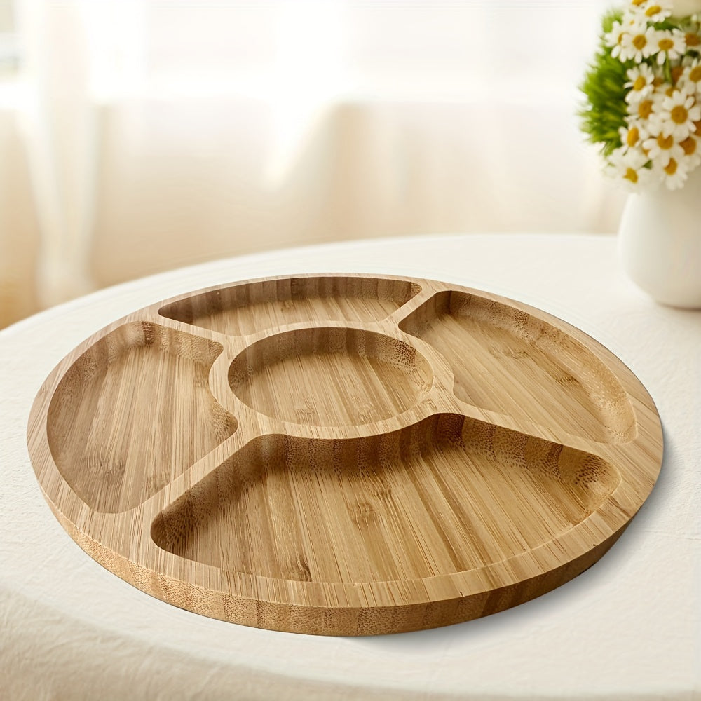BambooServe - Ronde Bamboe Snackplank | Duurzaam Dienblad voor Maaltijd & Fruit