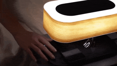 Lámpara de mesa Levensvreugde - Cargador inalámbrico y altavoz Bluetooth