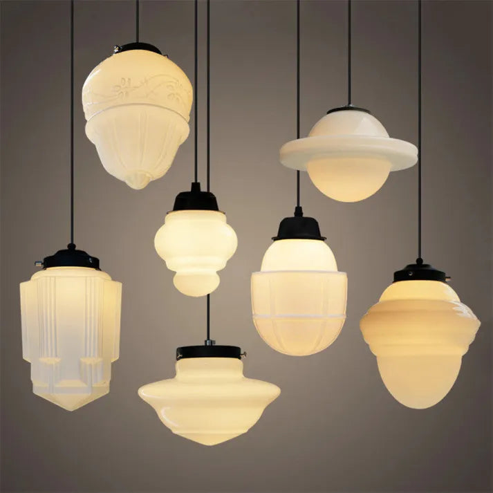 FrostGeo - Vintage Geometrische Hanglamp van Mat Glas voor Eetkamer en Woonkamer