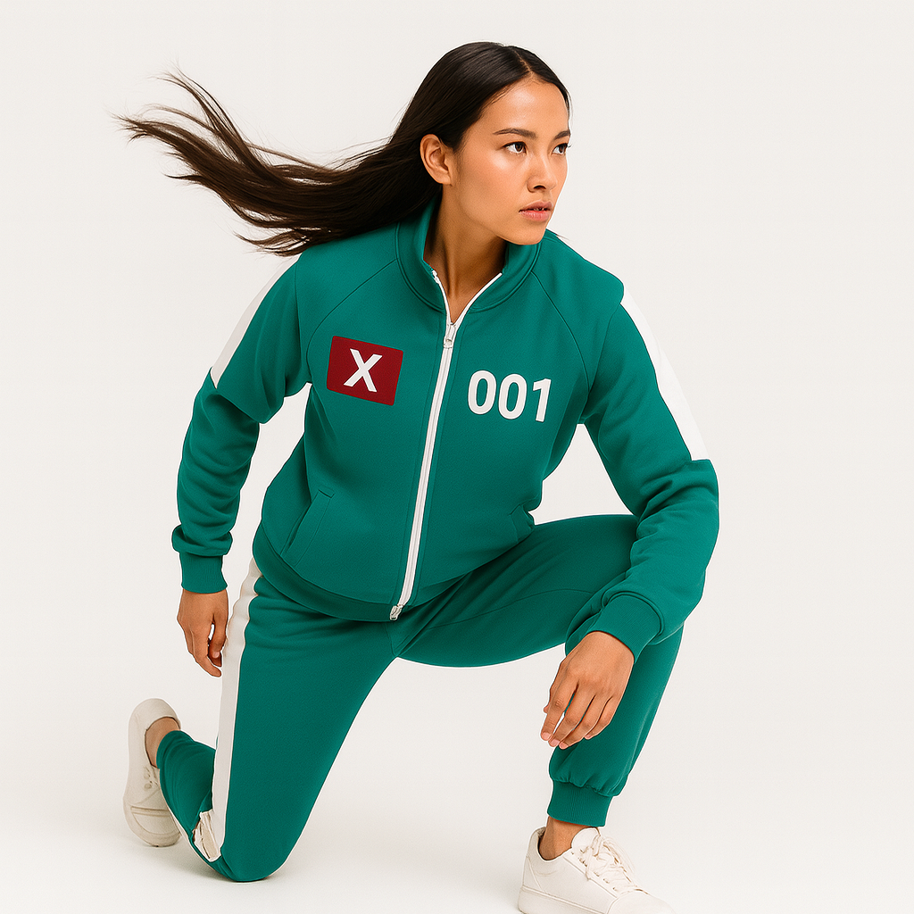 Fato de Treino Unissexo Verde Design com Números Roupa Confortável