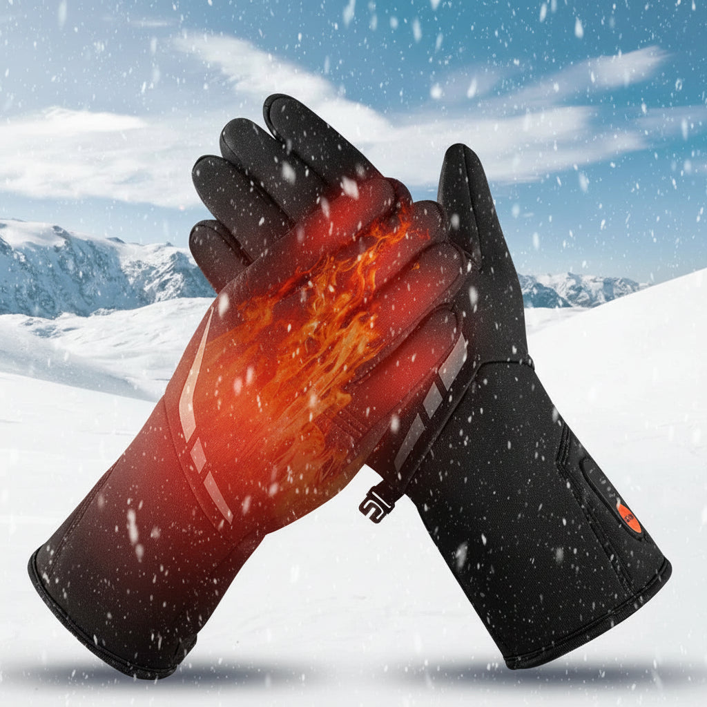 Luvas Aquecidas para Esqui Impermeáveis com Ecrã Tátil para Desportos de Inverno