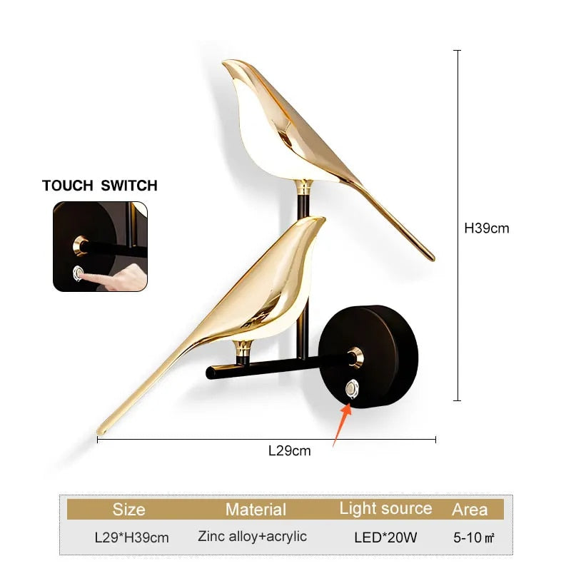 WingSpan - Bird Wall Lamp 360° Rotatable – Stylish and Playful Lighting for Home
