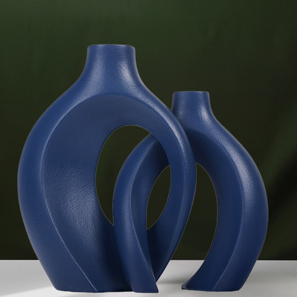 Set de 2 candelabros de cerámica - Acabado mate, diseño moderno minimalista para decoración de mesa