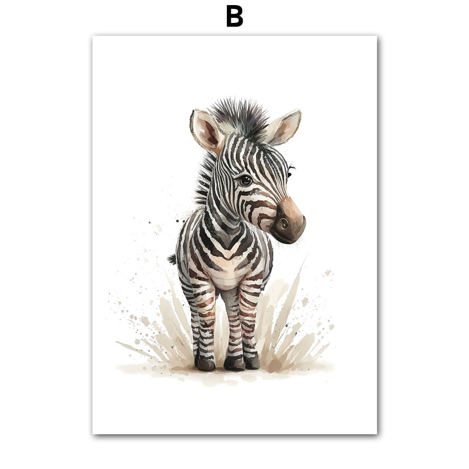 8 stuks Canvas Poster, Modern Kunst, Schattige Olifant Leeuw Giraffe Tijger Zebra, Kinderkamer Muurdecoratie, Dierenposters, Ideaal Cadeau voor Slaapkamer, Wanddecoratie, Geen Lijst
