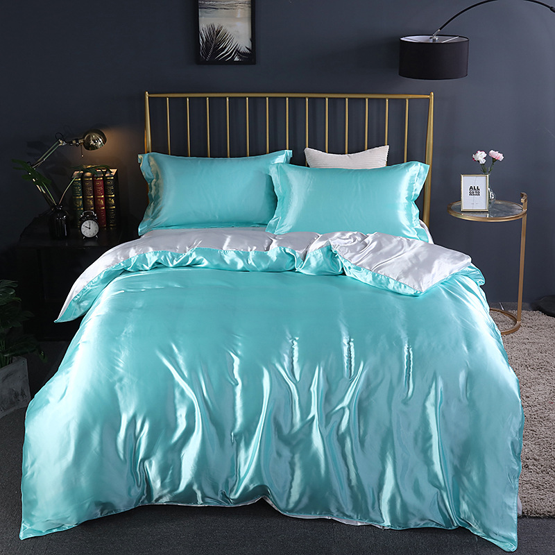 Set Comfort Elegante (4 pezzi) biancheria da letto in raso/cotone - 2x federe - lenzuolo
