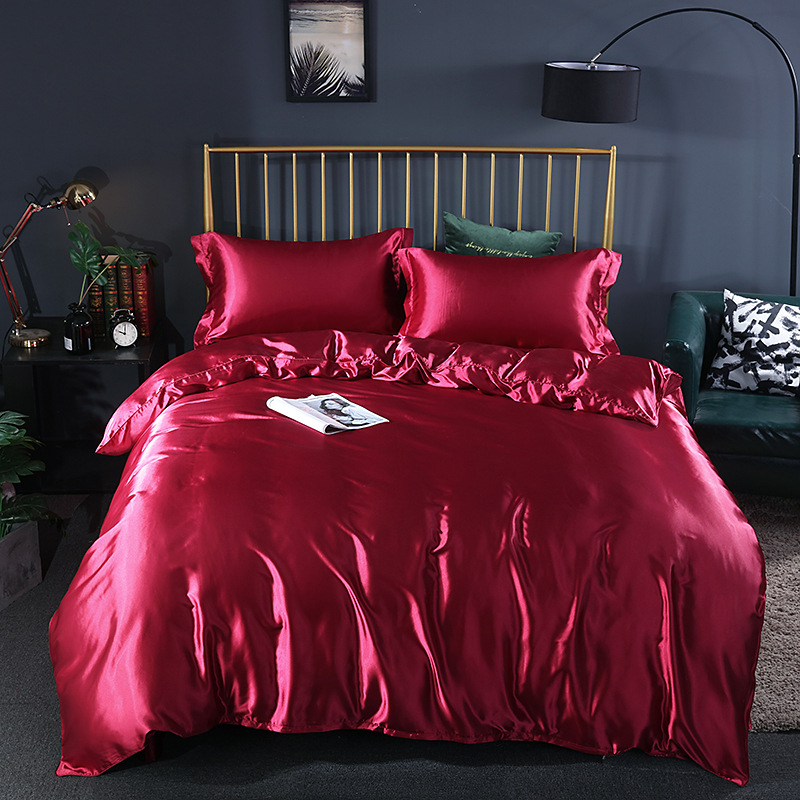Set Comfort Elegante (4 pezzi) biancheria da letto in raso/cotone - 2x federe - lenzuolo