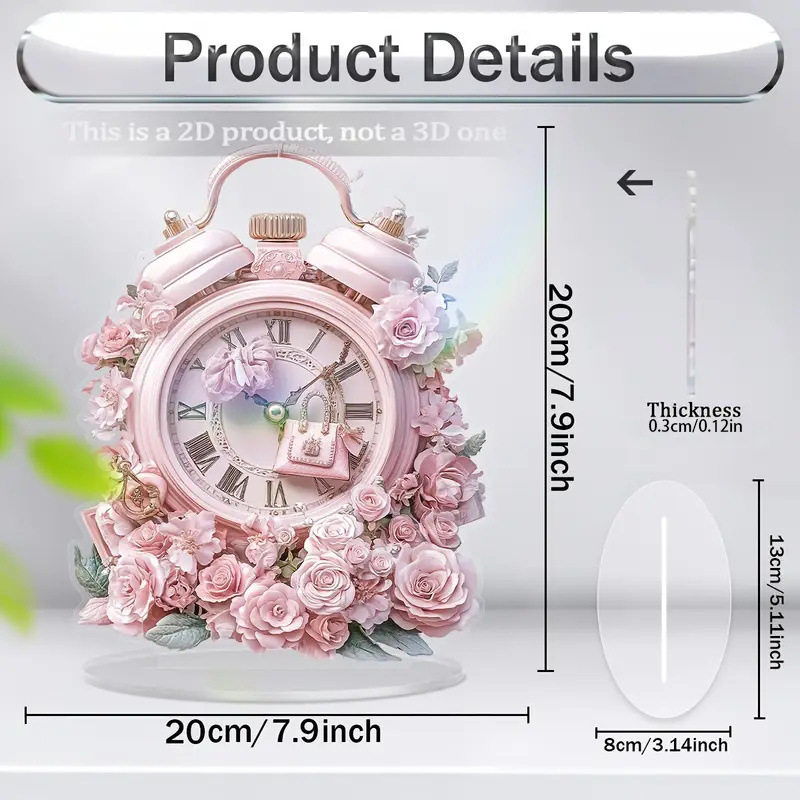 GlamTime - Luxury Acrylic Flower Alarm Clock with Gemstone Accents