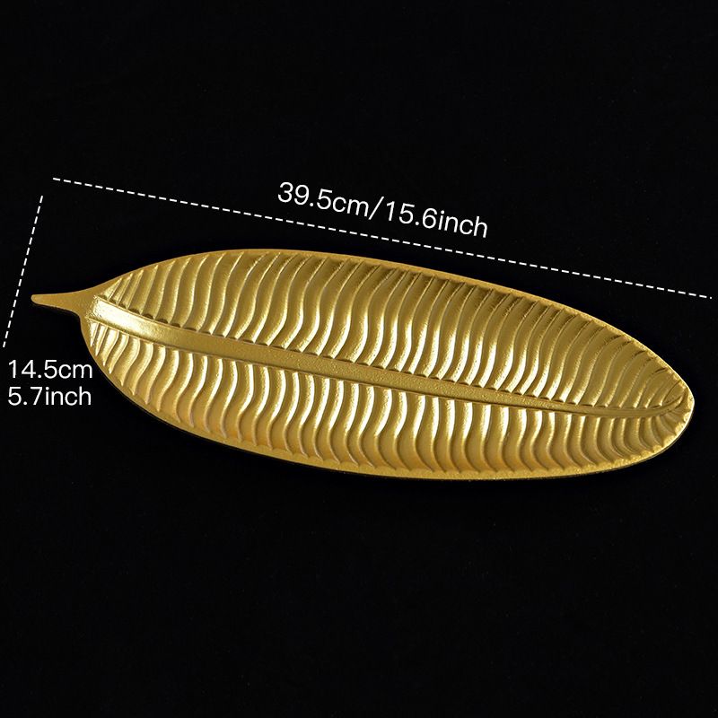 Tabuleiro Decorativo em Resina com Forma de Folha para Mesa de Sala de Estar