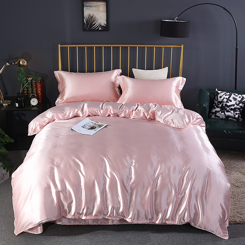 Set Comfort Elegante (4 pezzi) biancheria da letto in raso/cotone - 2x federe - lenzuolo