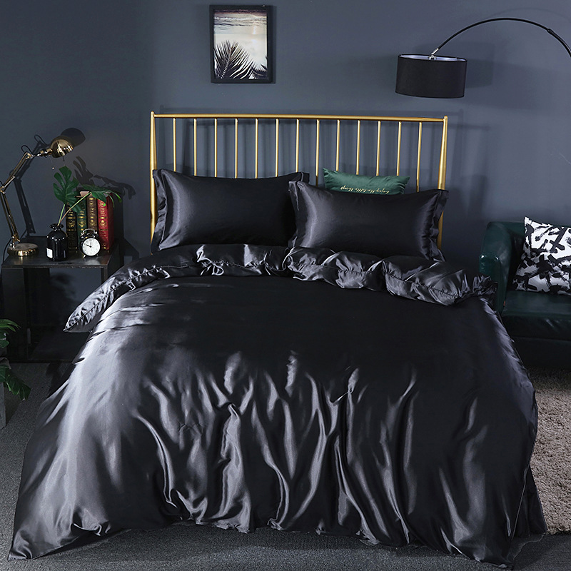 Set Comfort Elegante (4 pezzi) biancheria da letto in raso/cotone - 2x federe - lenzuolo