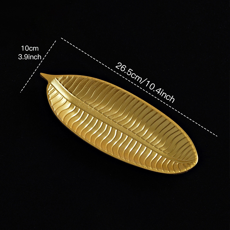 Tabuleiro Decorativo em Resina com Forma de Folha para Mesa de Sala de Estar