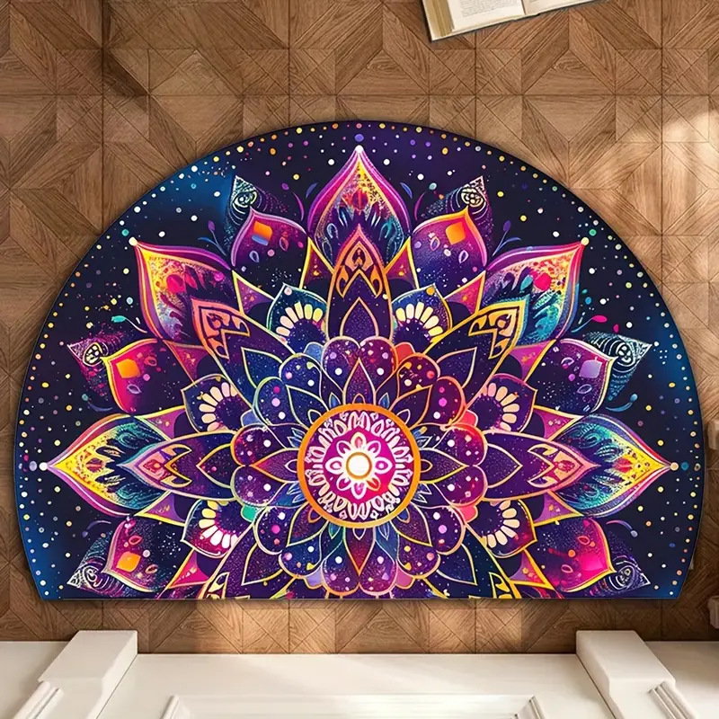 Bohemian Mandala Halfronde Deurmat – Waterdicht, Antislip, Wasbaar
