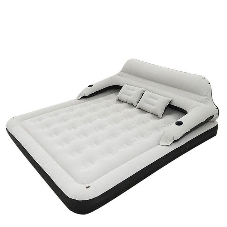 Deluxe Opblaasbaar Luchtbed met Ingebouwde Pomp, Rugleuning & Hoofdbord - Inclusief Kussens, Perfect voor Binnen en Buiten