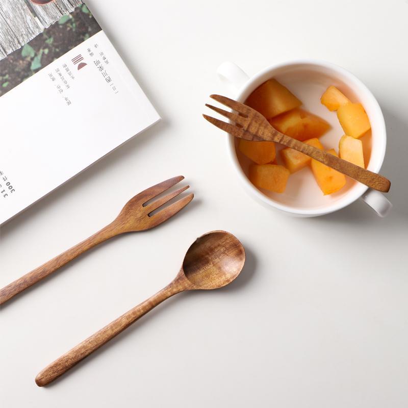 NatureWood - 2-Piece Kitchen Spoons and Fork Set in Burlywood