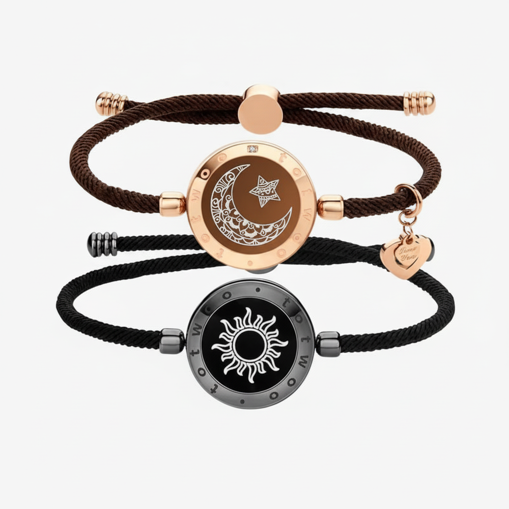 Conjunto de Pulseiras de Parceiro Ligantes Vibração Aço Inoxidável Bluetooth