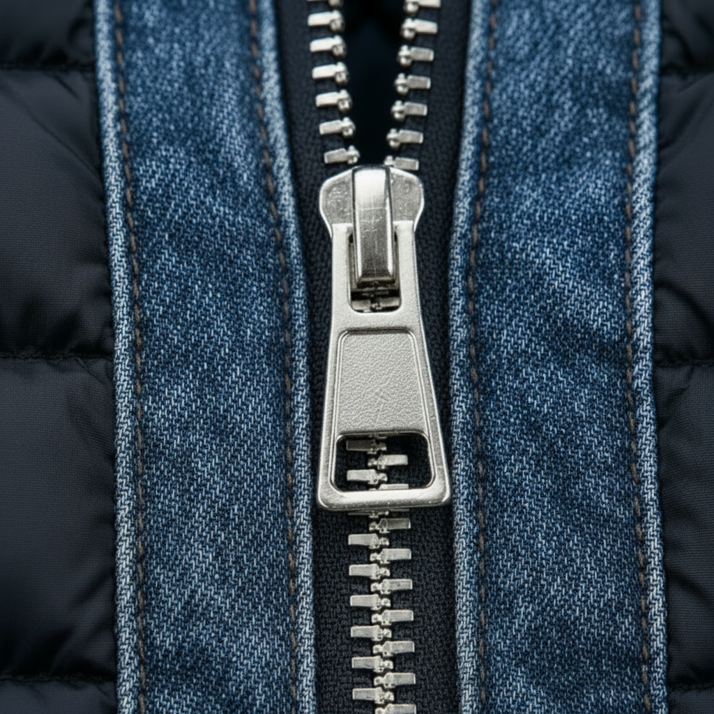 Mens Jacket Denim Quilt Padded Modern