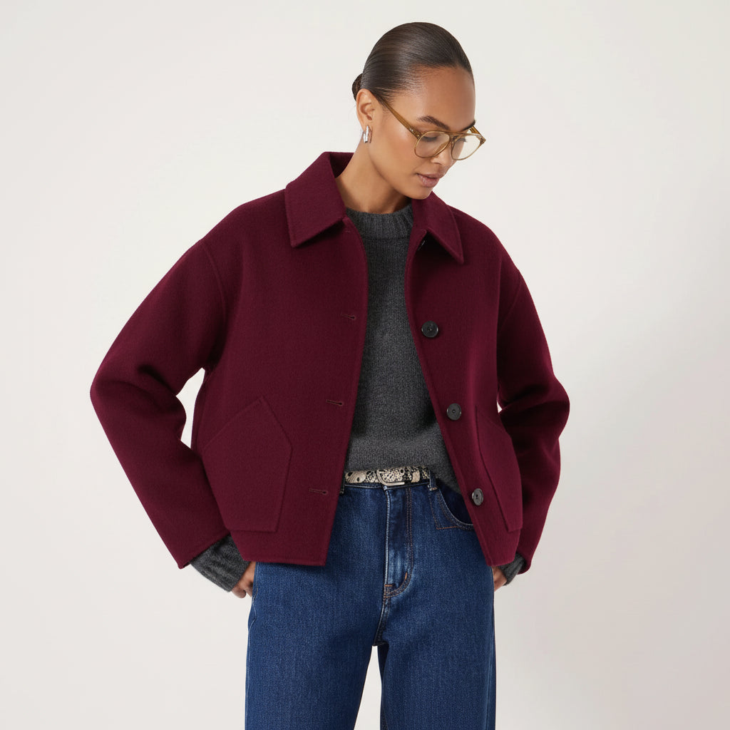 Blazer Dames Korte Dubbelrijige Oversized Jas Revers