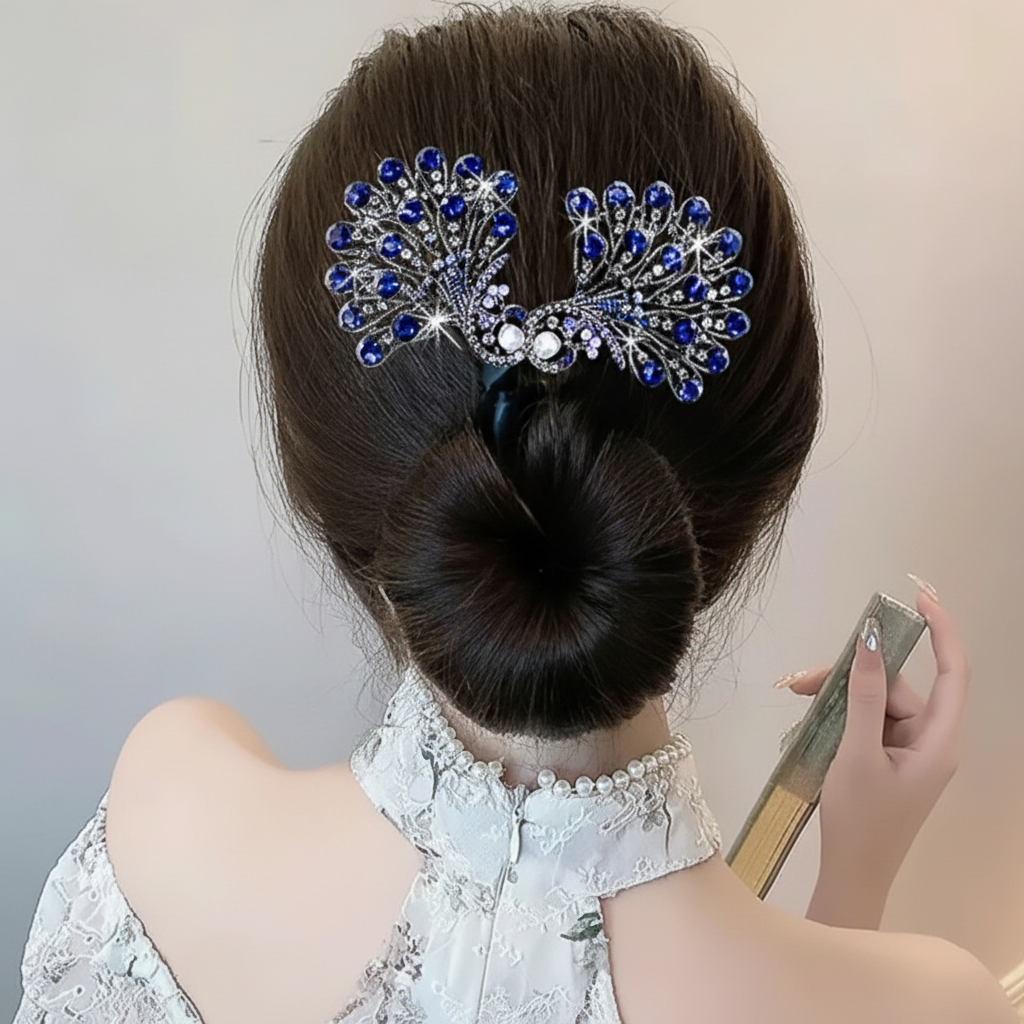 Haarclip Vintage Pauw Strass Elegant Accessoire Opgestoken Haar