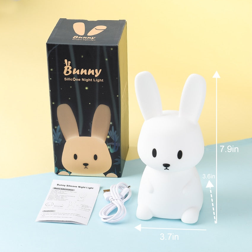 Lámpara nocturna LED táctil con forma de conejo para niños