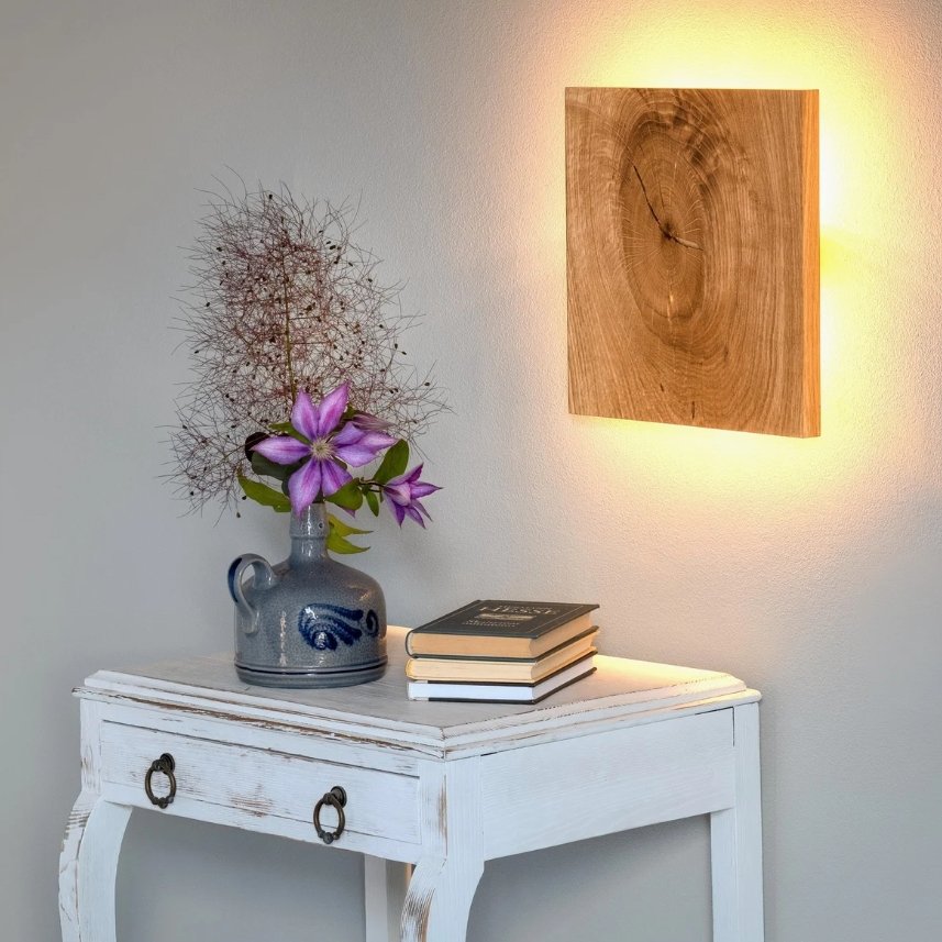 LightSquare - Lámpara de Pared Cuadrada de Madera con Luz LED Indirecta