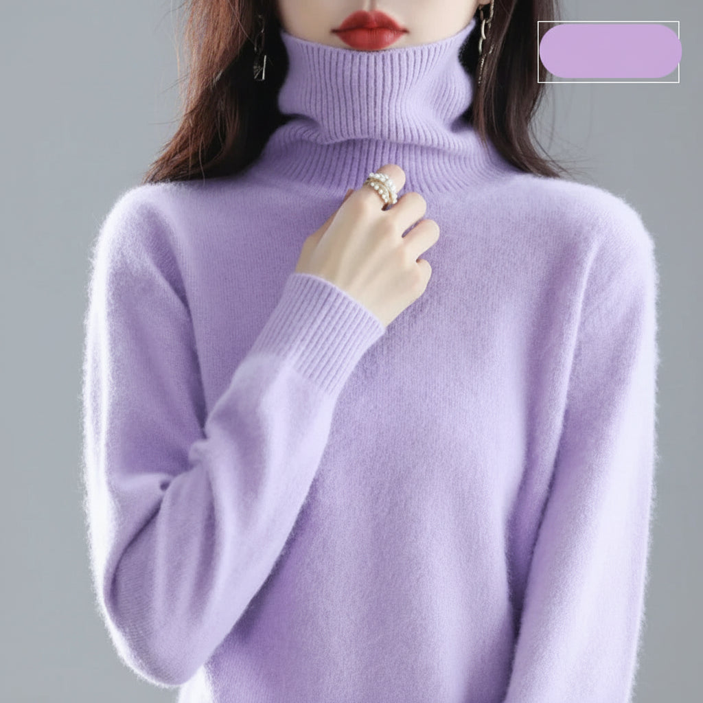 Camisola de Gola Alta Suave para Senhora Conforto Luxuoso